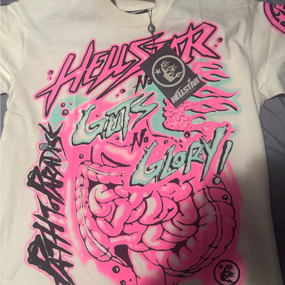 Hellstar Graphic T-Shirt in White and Pink